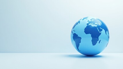 A Simple Blue Orb Depicting the Continents on a Pale Blue Background