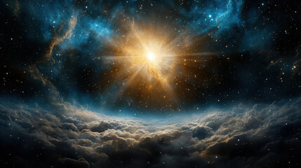 stunning view of nebula with bright stars and clouds in space