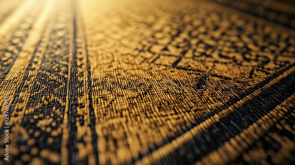 Poster handcrafted tablecloth with intricate patterns in studio light