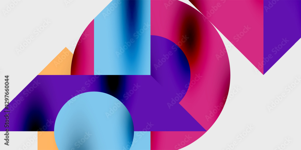 Aufkleber Modern abstract background featuring circles, lines, and triangles in a dynamic geometric composition. Perfect for stylish, tech, or creative-themed designs