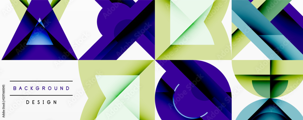 Poster minimal geometric abstract background. circle square and triangle design