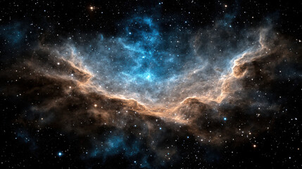 Fototapeta premium deep space nebula glowing with vibrant hues of blue and orange