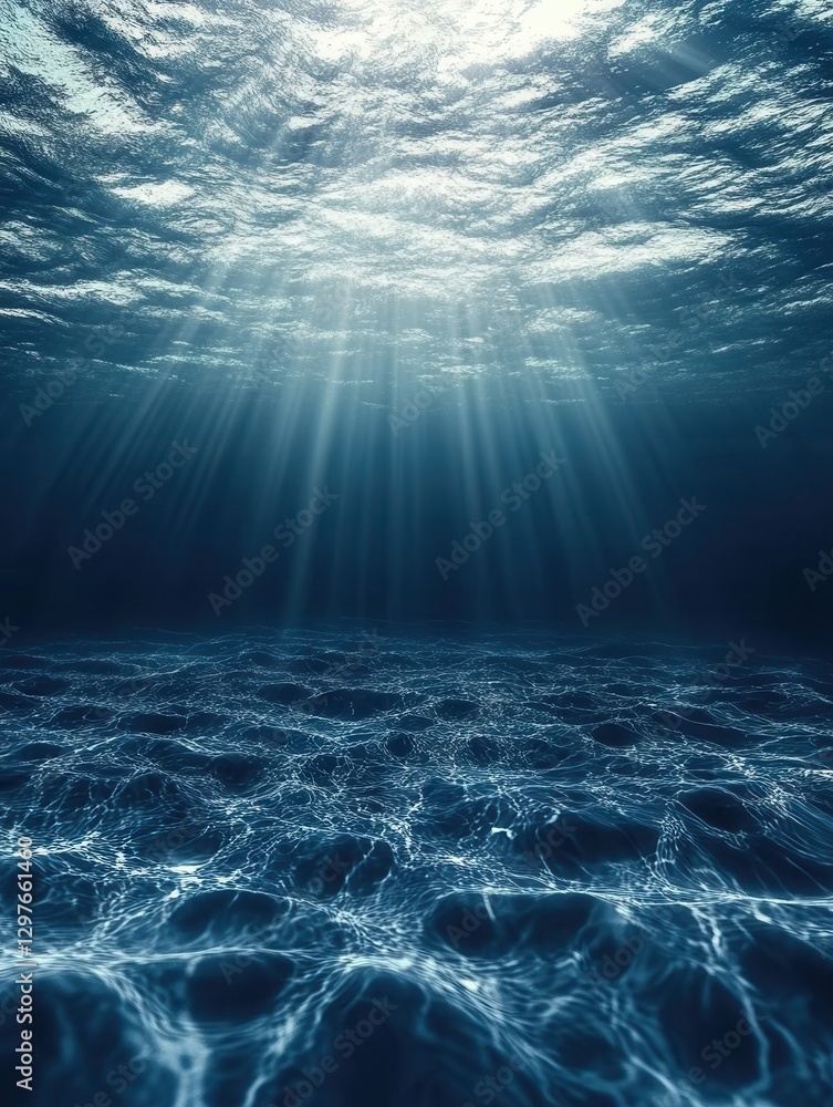 Aufkleber serene underwater scene featuring sun rays filtering through ocean waves creating a tranquil and pea