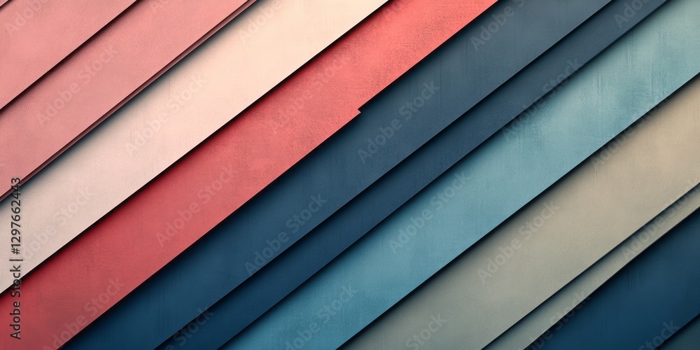 Poster overlapping diagonal pastel colored panels creating a textured pattern