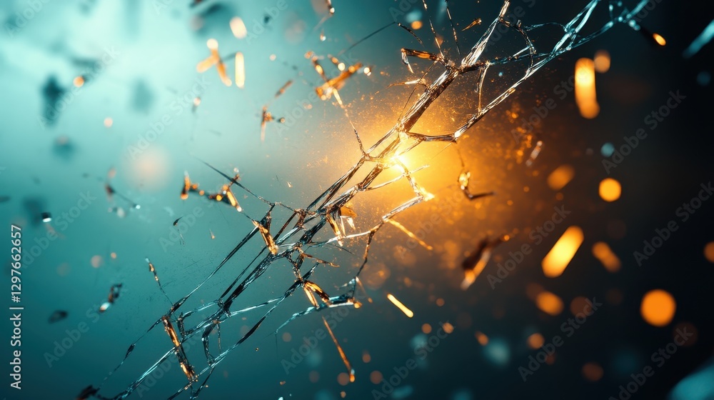Aufkleber beautiful abstract close-up of shattered ice illuminated by colorful light during sunset in a serene