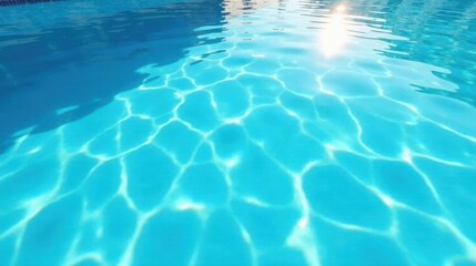 Azure Reflections A Serene Underwater Perspective of Sunlight Dancing on the Surface of a Pool's Crystal-Clear Waters