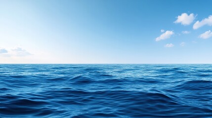 Obraz premium Calm waves reflecting sky ocean vastness digital art serene environment panoramic view midjourney inspiration