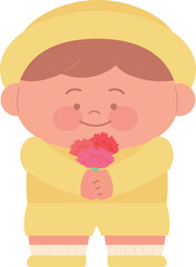 children holding carnation flower celebrating teacher's day mother's day parents day