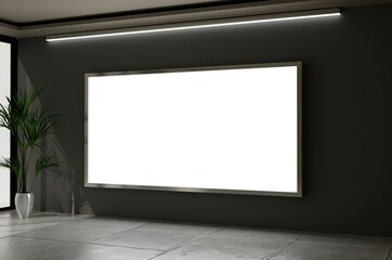 empty room with a picture frame | Billboard Frame on Wall Mockup Photos