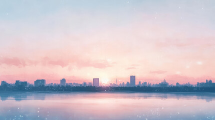 Fototapeta premium City architecture background at sunset