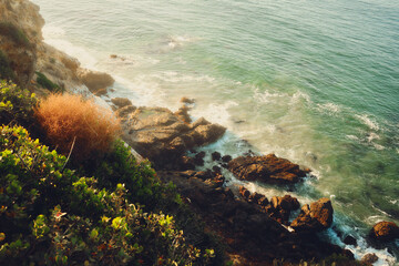 Waves crashing on the rocks