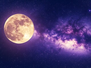 Full Moon Milky Way Night Sky