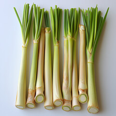 Obraz premium Fresh green asparagus and spring onions in a bundle