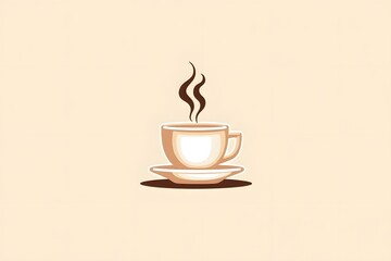Obraz premium Minimalist coffee cup illustration with steam on beige background