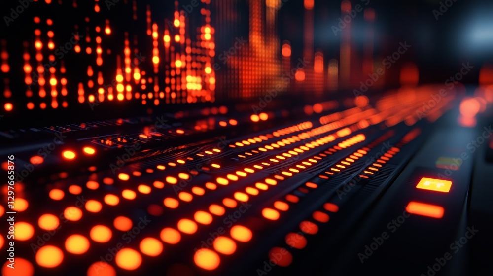 Poster abstract digital backdrop with glowing orange dots and patterns