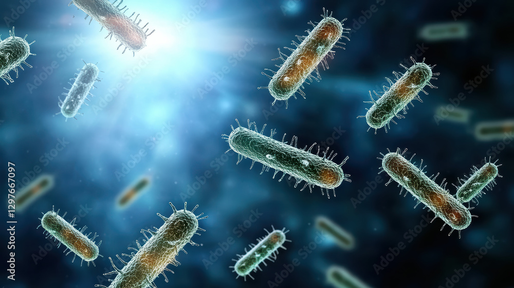 Poster time lapse visualization of bacteria multiplying in vibrant environment