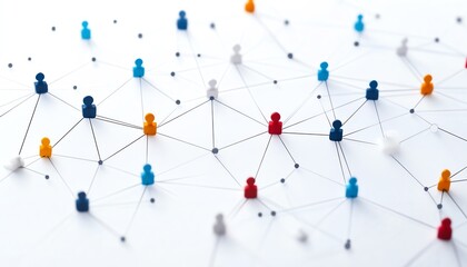 Network of business contacts and relationships, illustrating professional networking and corporate partnerships, clean design, interconnected nodes, vibrant color palette