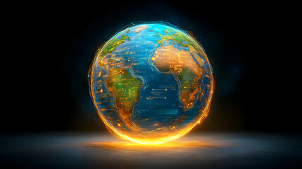 Fototapeta premium Global network connection, data flow, digital earth