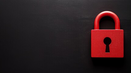 Fototapeta premium A close-up of a red padlock on a dark surface, symbolizing security and protection.