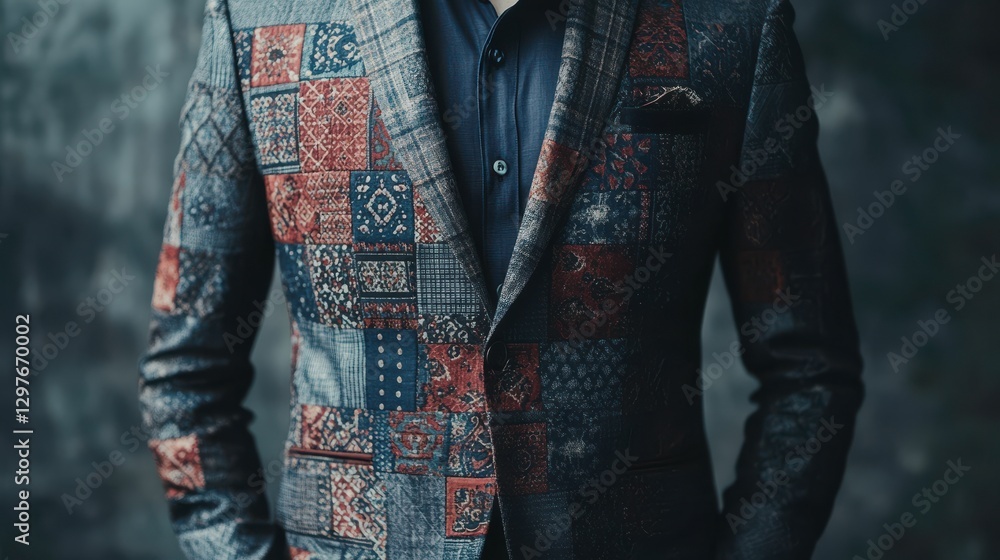 Poster stylish jacket with muted patterns on a light background