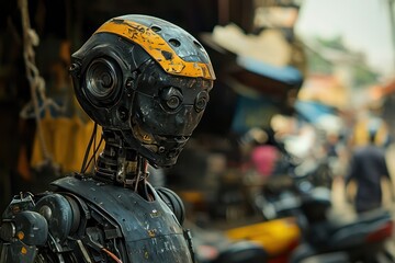 Fototapeta premium Manual labor replaced by AI in developing regions, economic impacts debated.