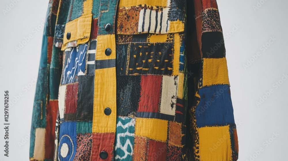 Poster stylish jacket with muted tones and unique patterns