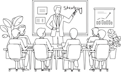 Business meeting focusing on strategy