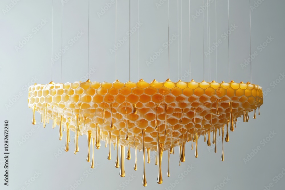 Poster a honeycomb shaped object with honey dripping from it
