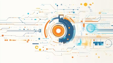 Obraz premium Tech Conference Poster with Bright Accents and Vintage Style