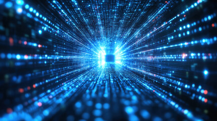 The blue light spreads outwards