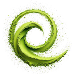 Vibrant green matcha powder, isolated on a white background. Ideal for concepts related to health, superfoods, organic ingredients, and culinary arts.