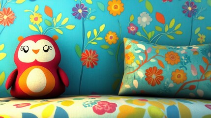 Obraz premium Vibrant Children's Room Decor with Soft Colors