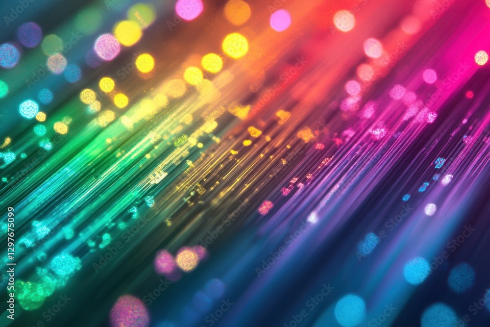 Poster a colorful, abstract image of a rainbow with many different colored dots