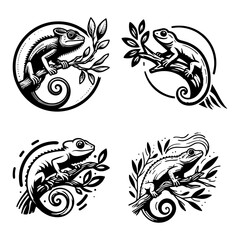 group set iguana logo design inspiration
