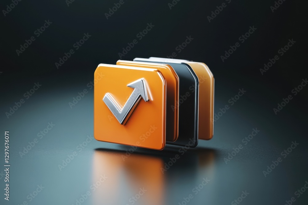 Poster three folders stacked on top of each other with a silver arrow pointing upwards