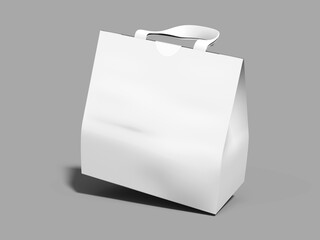 White Blank Paper Bag with Sticker Seal Mockup 3D Rendering