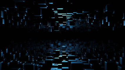 Obraz premium Light Blue Sci-Fi Cubic Abstract Design with Futuristic Geometric Aesthetic