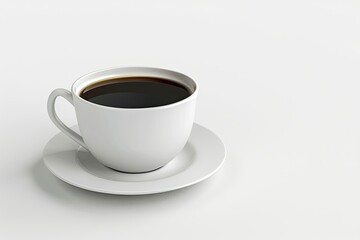 Pixel Perfect Image of Work Desk with a Cup of Coffee Isolated on White Background