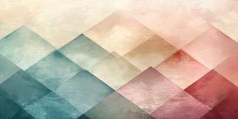 Abstract arrangement of overlapping textured triangles in muted pastel colors