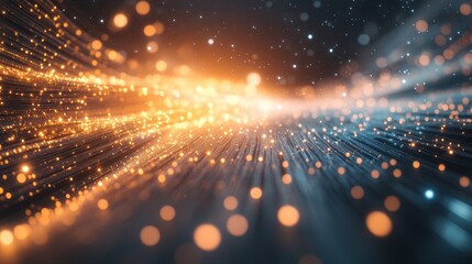 Abstract glowing particles stream, futuristic technology background.