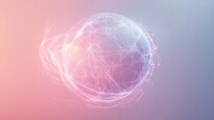 Naklejka premium Digital representation of interconnected networks in a spherical shape with colorful background. Generative AI
