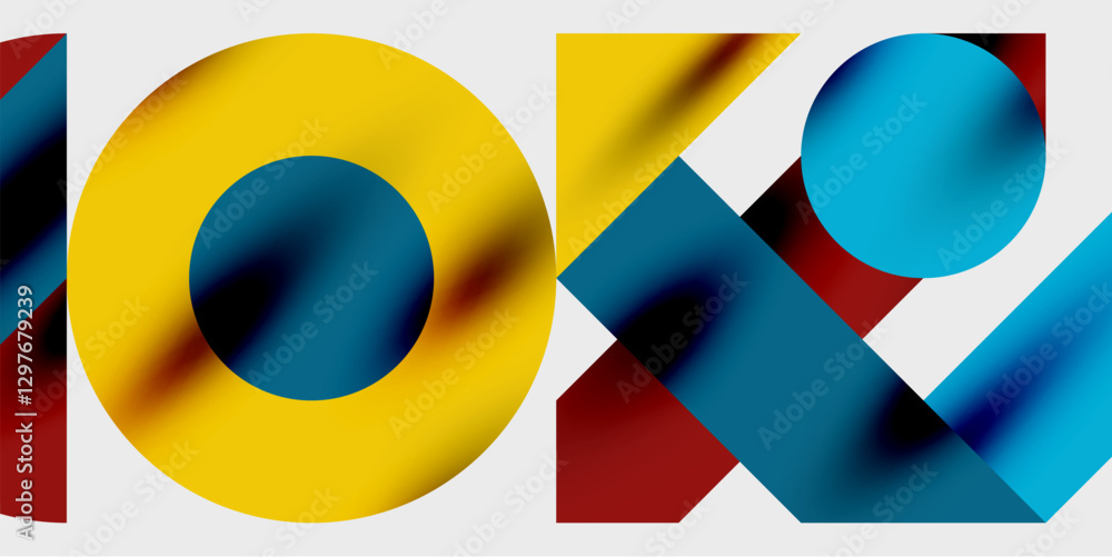 Aufkleber detailed composition of circles, semicircles, and triangles with glossy effects and smooth gradients