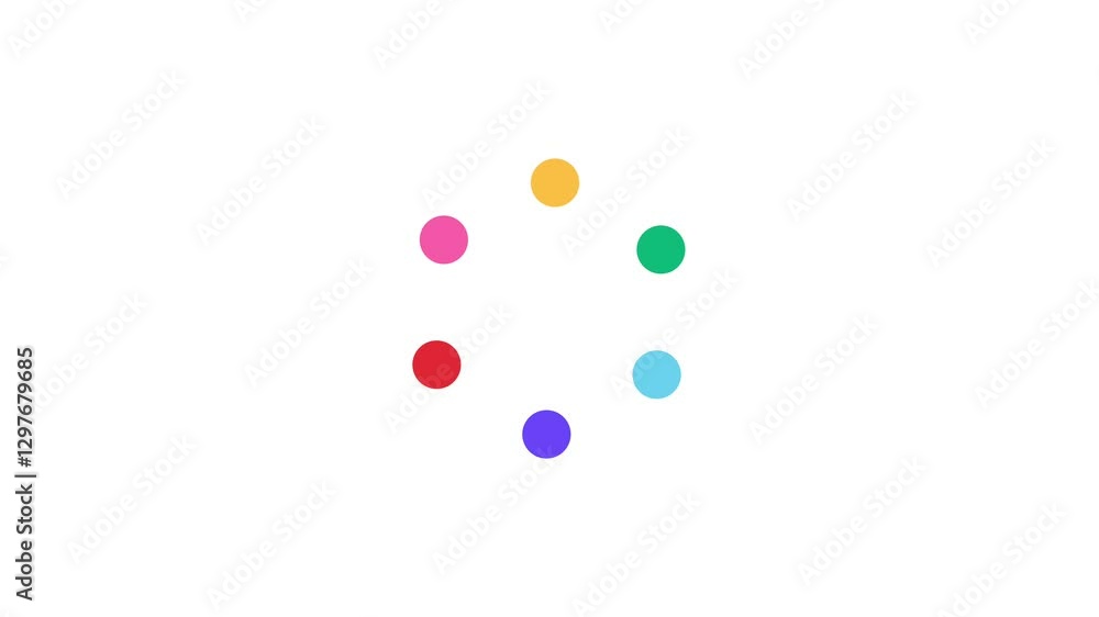 Poster colorful loading dots animation on a white background