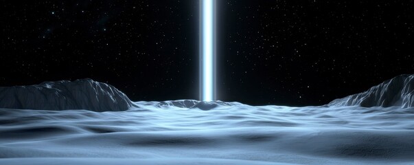 Celestial Beam Illuminates Lunar Landscape