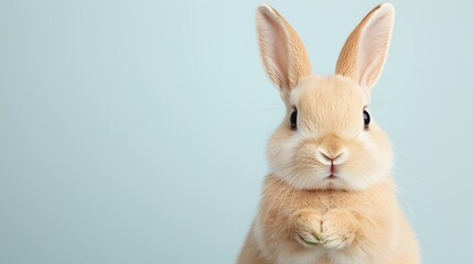 Obraz premium Cute Rabbit with Fluffy Fur and Large Ears on Light Background