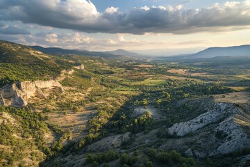 A beautiful landscape with a mountain range in the background
