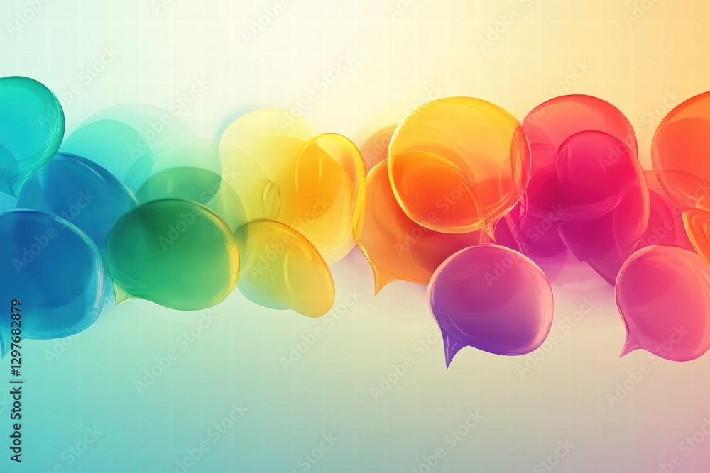 Aufkleber Colorful speech bubbles in a bright gradient background create a lively atmosphere for communication and expression. Generative AI