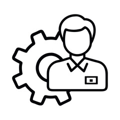 Admin Management Icon Gear Strategy Outline