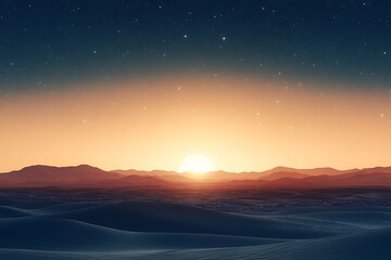 Fototapeta premium Desert Sunrise, Starry Night, Mountain Landscape