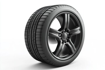 Obraz premium The Black Tire And Rim Combination Against A White Background